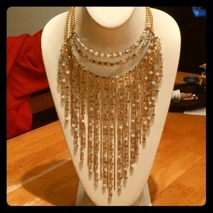Gold beaded chandelier necklace